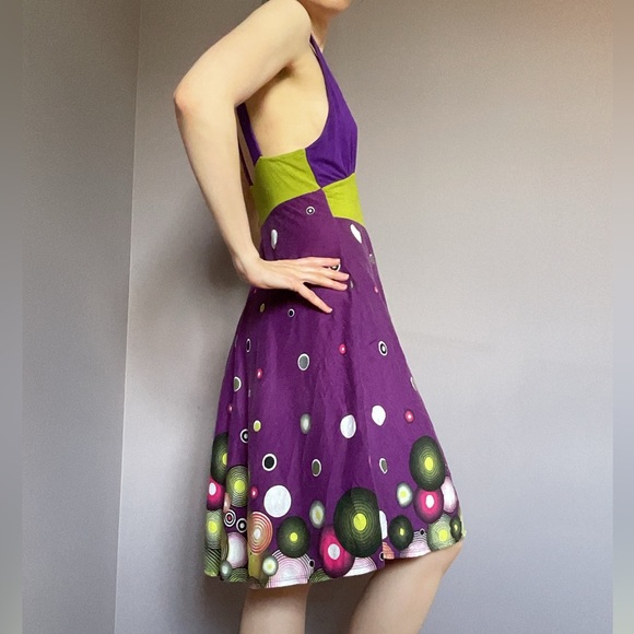 Whimsical Purple and Green Summer Dress - Picture 2 of 9